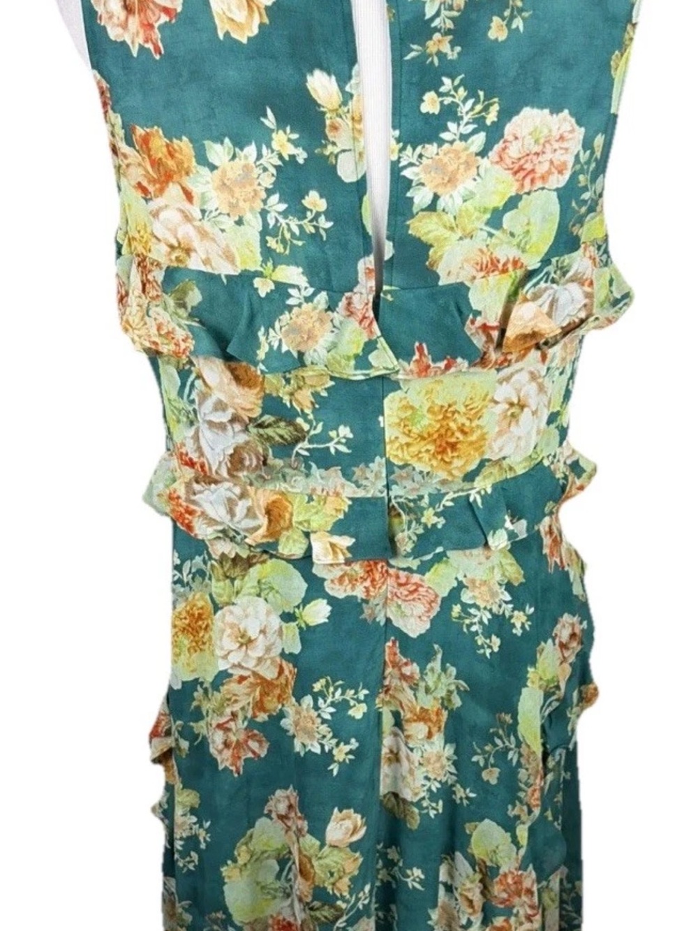 Sundance NWT Teal Floral ruffled flowy midi Dress size small - Picture 6 of 12